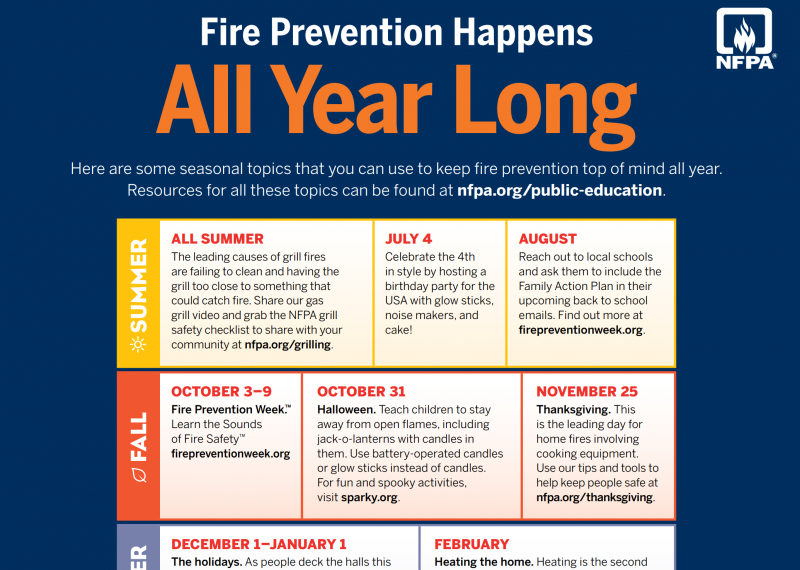 Fire Safety Calendar