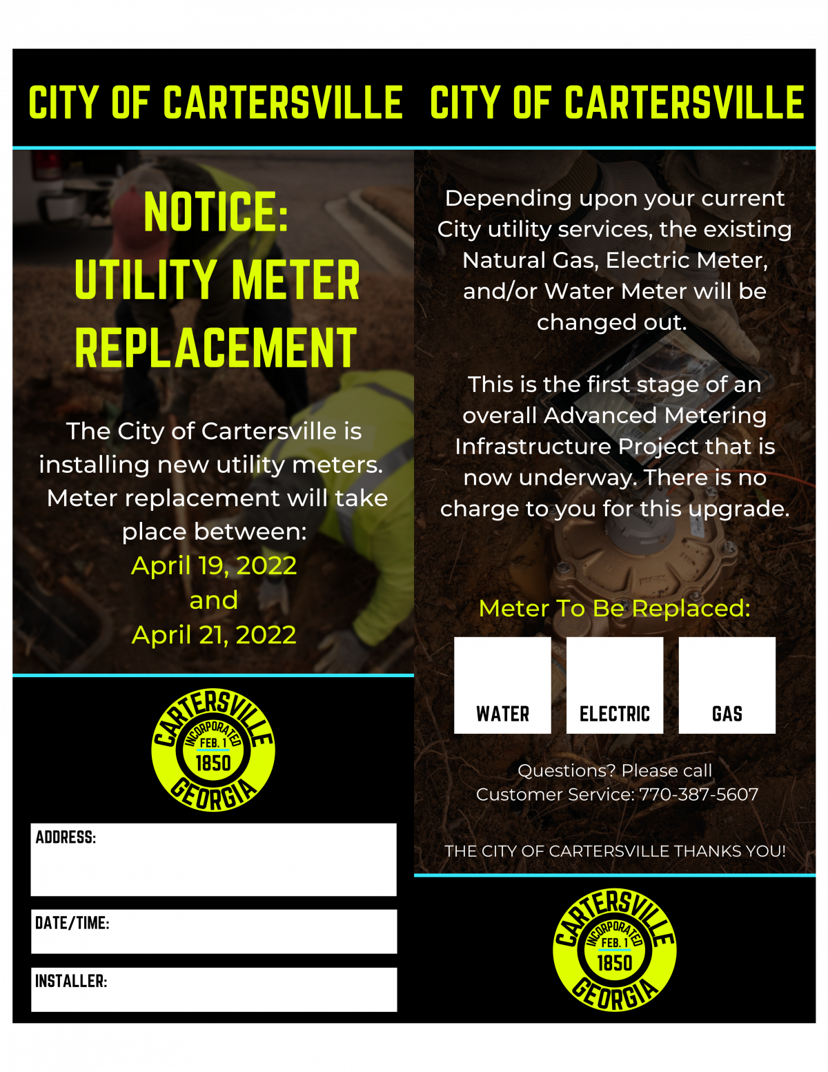 Utility Meter Replacement Door Hanger